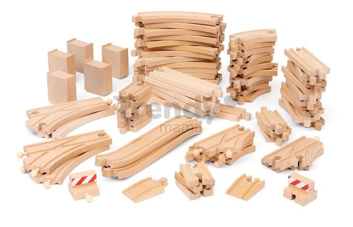 Náhradné diely pre vláčikodráhu Deluxe Track Pack BRIO 70 dielov koľajníc s výhybkami a ukončením trate