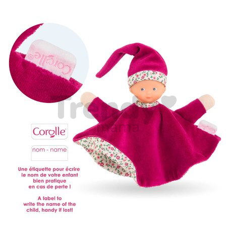 Bábika na maznanie Tidoudou Pink Grenadine Mon Doudou Corolle z extra jemného textilu s modrými očami 17 cm od 0 mes