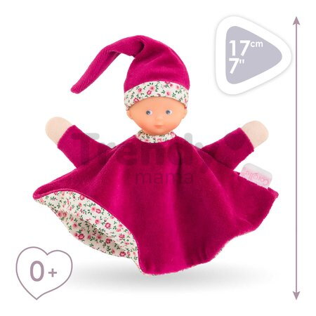 Bábika na maznanie Tidoudou Pink Grenadine Mon Doudou Corolle z extra jemného textilu s modrými očami 17 cm od 0 mes