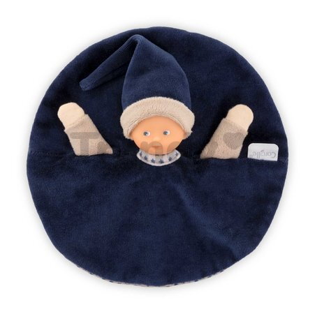 Bábika na maznanie Tidoudou Navy Blue Starry Dreams Mon Doudou Corolle z extra jemného textilu s modrými očami 17 cm od 0 mes