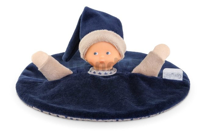 Bábika na maznanie Tidoudou Navy Blue Starry Dreams Mon Doudou Corolle z extra jemného textilu s modrými očami 17 cm od 0 mes
