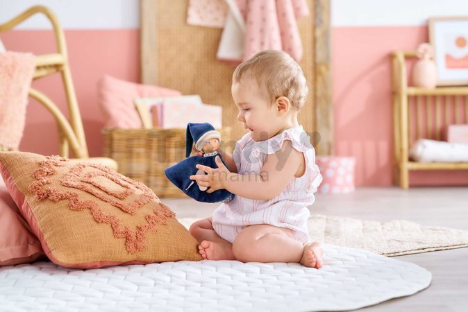 Bábika na maznanie Tidoudou Navy Blue Starry Dreams Mon Doudou Corolle z extra jemného textilu s modrými očami 17 cm od 0 mes