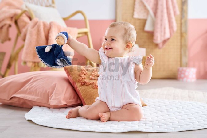 Bábika na maznanie Tidoudou Navy Blue Starry Dreams Mon Doudou Corolle z extra jemného textilu s modrými očami 17 cm od 0 mes