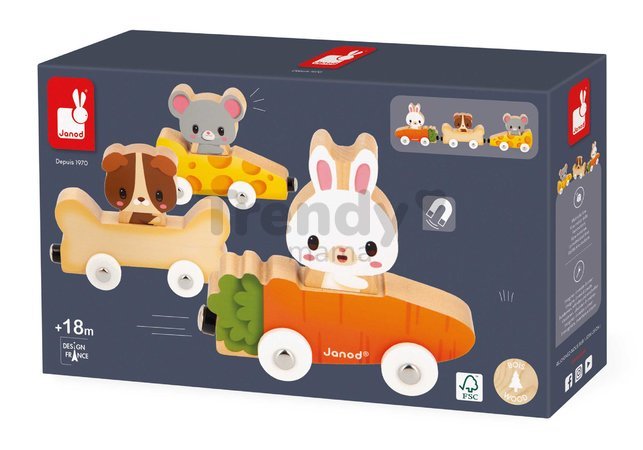 Drevený magnetický vláčik Domáci miláčikovia Magnetic Pets Janod od 18 mes