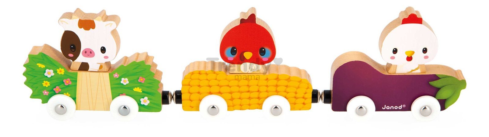 Drevený magnetický vláčik Zvieratká z farmy Magnetic Farm Animals Janod od 18 mes