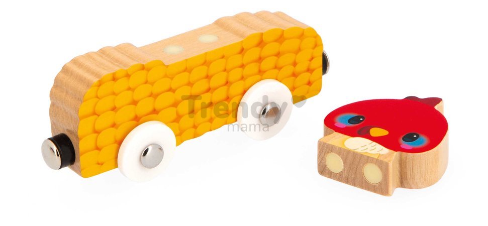 Drevený magnetický vláčik Zvieratká z farmy Magnetic Farm Animals Janod od 18 mes