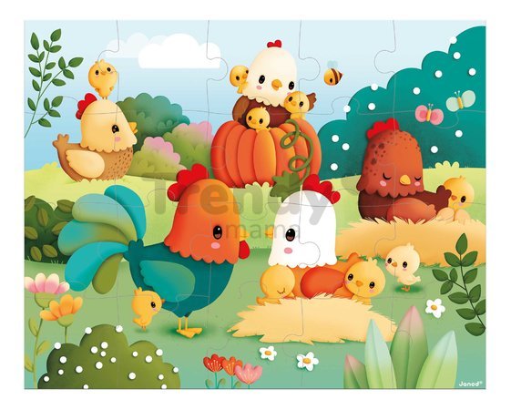 Puzzle v kufríku Farma Welcome to the Farmyard Janod 20 dielov od 24 mes