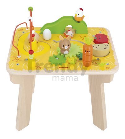 Drevený didaktický stolík s aktivitami Farma Wooden Farm Activity Table Janod 7 aktivít od 12 mes