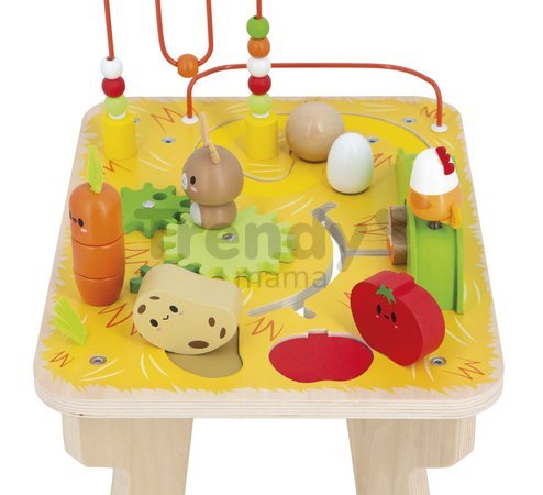 Drevený didaktický stolík s aktivitami Farma Wooden Farm Activity Table Janod 7 aktivít od 12 mes