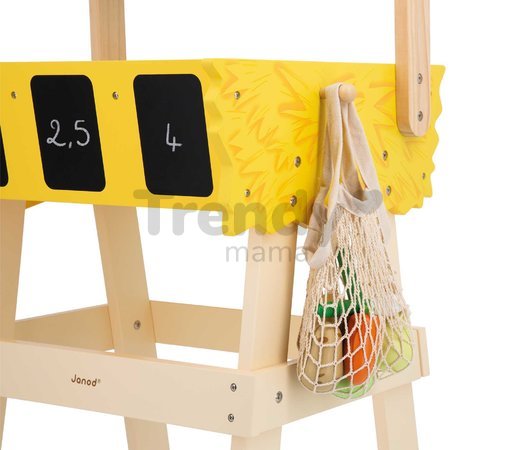 Drevený obchod Farm Market Merchant Janod s pokladňou váhou ovocím a zeleninou