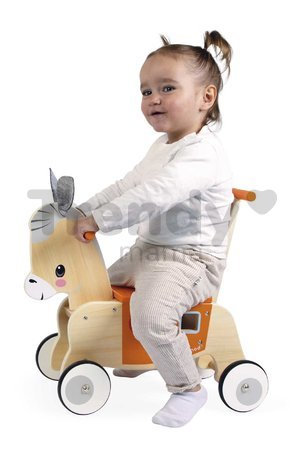 Drevené odrážadlo Somárik Wooden Donkey Carrier Janod s vkladačkou od 12 mes
