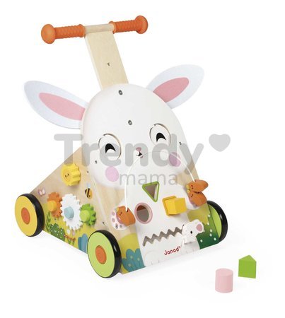 Drevené chodítko Zajac Wooden Rabbit Multi-Activity Cart Janod multifunkčné od 12 mes