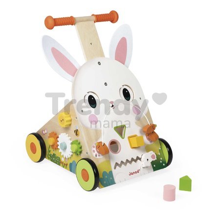 Drevené chodítko Zajac Wooden Rabbit Multi-Activity Cart Janod multifunkčné od 12 mes