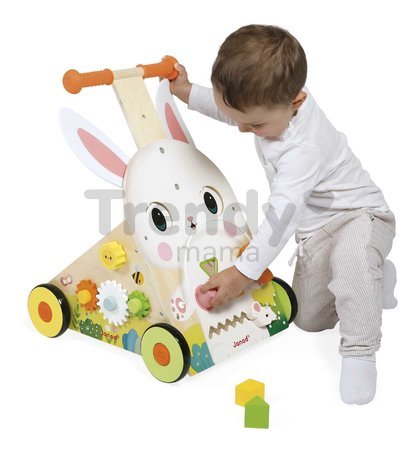 Drevené chodítko Zajac Wooden Rabbit Multi-Activity Cart Janod multifunkčné od 12 mes