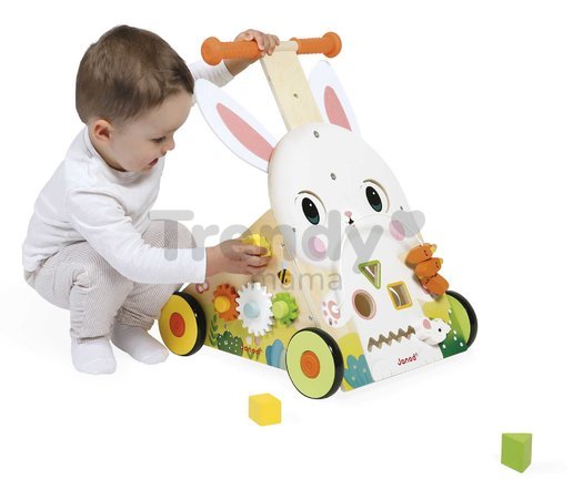 Drevené chodítko Zajac Wooden Rabbit Multi-Activity Cart Janod multifunkčné od 12 mes