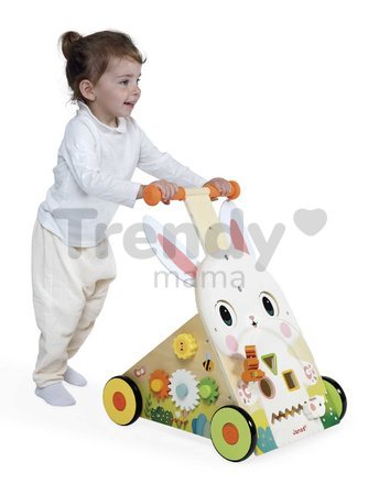 Drevené chodítko Zajac Wooden Rabbit Multi-Activity Cart Janod multifunkčné od 12 mes