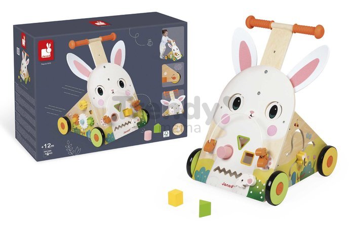 Drevené chodítko Zajac Wooden Rabbit Multi-Activity Cart Janod multifunkčné od 12 mes