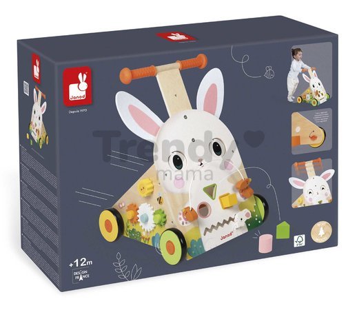 Drevené chodítko Zajac Wooden Rabbit Multi-Activity Cart Janod multifunkčné od 12 mes