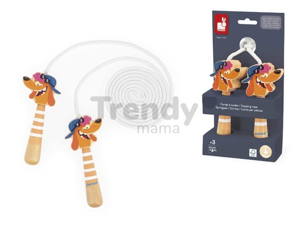 Švihadlo Pes Dog Skipping Rope Applepop Janod s drevenými rúčkami