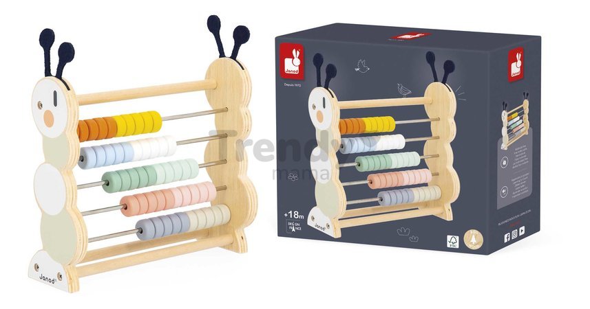 Drevené počítadlo Húsenica Caterpillar Abacus Sweet Cocoon Janod od 18 mes