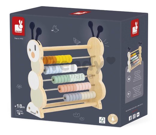 Drevené počítadlo Húsenica Caterpillar Abacus Sweet Cocoon Janod od 18 mes