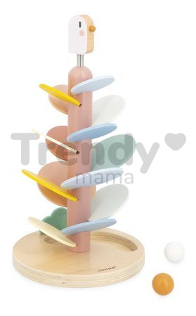 Drevená guľôčková dráha Vtáčik Bird Descender Sweet Cocoon Janod 2 drevené guľôčky 36 cm