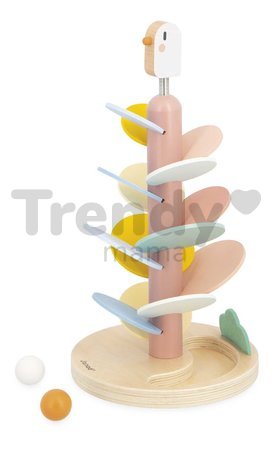 Drevená guľôčková dráha Vtáčik Bird Descender Sweet Cocoon Janod 2 drevené guľôčky 36 cm