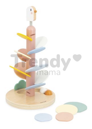 Drevená guľôčková dráha Vtáčik Bird Descender Sweet Cocoon Janod 2 drevené guľôčky 36 cm