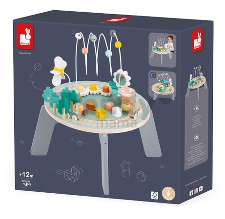 Drevený didaktický stolík Záhrada Garden Activity Table Sweet Cocoon Janod s aktivitami od 12 mes