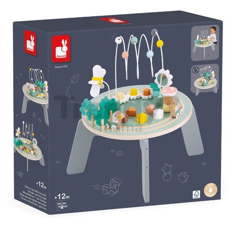 Drevený didaktický stolík Záhrada Garden Activity Table Sweet Cocoon Janod s aktivitami od 12 mes