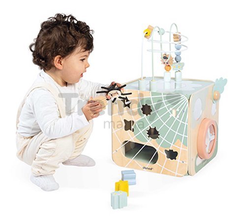 Drevená didaktická kocka Záhrada Multiactivity Maxi Cube Sweet Cocoon Janod 11 aktivít od 18 mes J04060