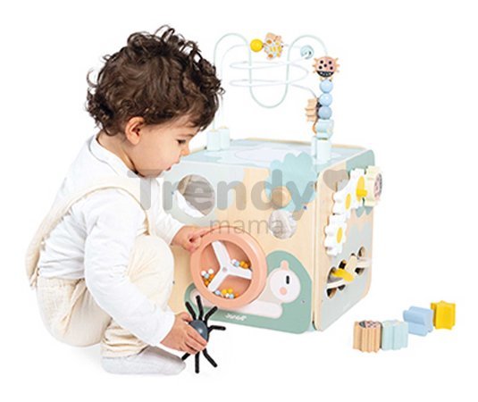 Drevená didaktická kocka Záhrada Multiactivity Maxi Cube Sweet Cocoon Janod 11 aktivít od 18 mes J04060