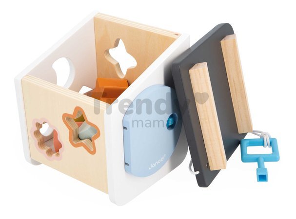 Drevená didaktická hračka Vtáčia búdka Bird House Shape Sorter Sweet Cocoon Janod na triedenie tvarov a farieb od 18 mes J04062