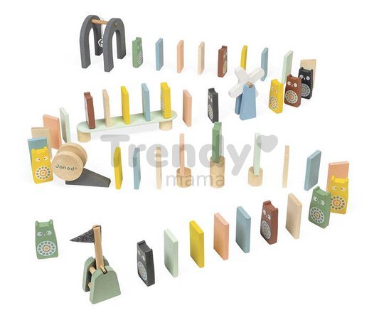 Drevené domino Dominoes Sweet Cocoon Janod padajúce 100 dielov J04404