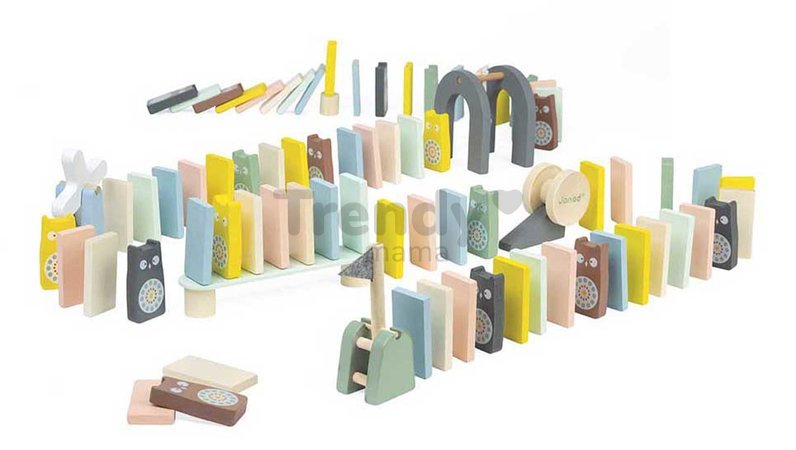 Drevené domino Dominoes Sweet Cocoon Janod padajúce 100 dielov J04404