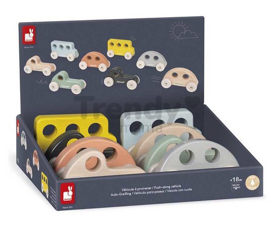Drevené autíčko na tlačenie Push-along Vehicle Sweet Cocoon Janod 3 modely od 18 mes J04413