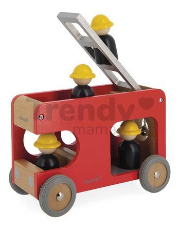 Drevené požiarnicke auto Fire Engine Bolid Janod 4 figúrky hasičov od 24 mes J04632