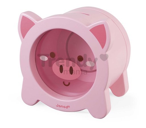 Drevená pokladnička Prasiatko Piggy Moneybox Janod ružová J04653
