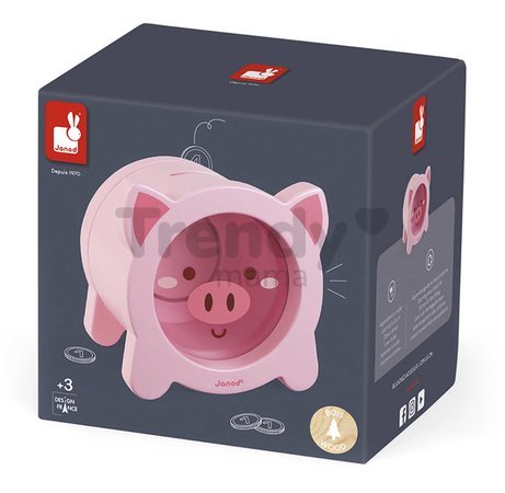 Drevená pokladnička Prasiatko Piggy Moneybox Janod ružová J04653