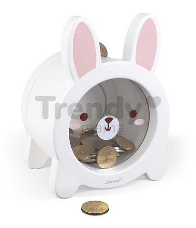 Drevená pokladnička Zajačik Rabbit Moneybox Janod biela J04654