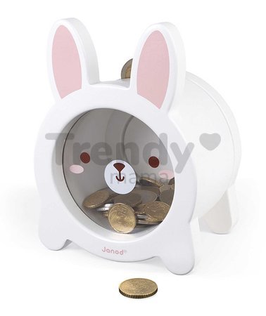 Drevená pokladnička Zajačik Rabbit Moneybox Janod biela J04654