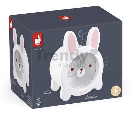 Drevená pokladnička Zajačik Rabbit Moneybox Janod biela J04654