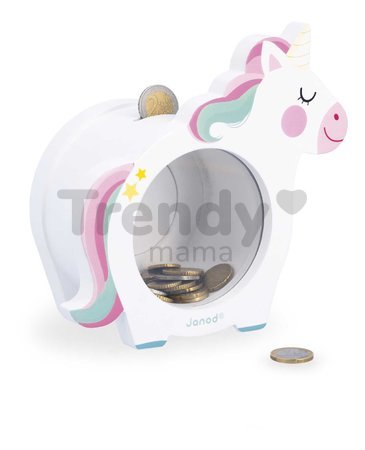 Drevená pokladnička Jednorožec Unicorn Moneybox Janod biela J04655