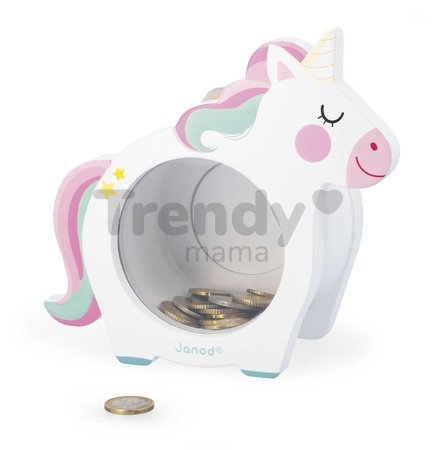 Drevená pokladnička Jednorožec Unicorn Moneybox Janod biela J04655