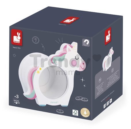 Drevená pokladnička Jednorožec Unicorn Moneybox Janod biela J04655