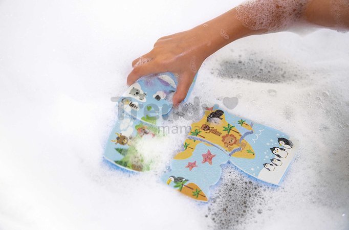 Puzzle do vody Mapa sveta Bath Explorers Puzzle Janod plastové 28 dielov