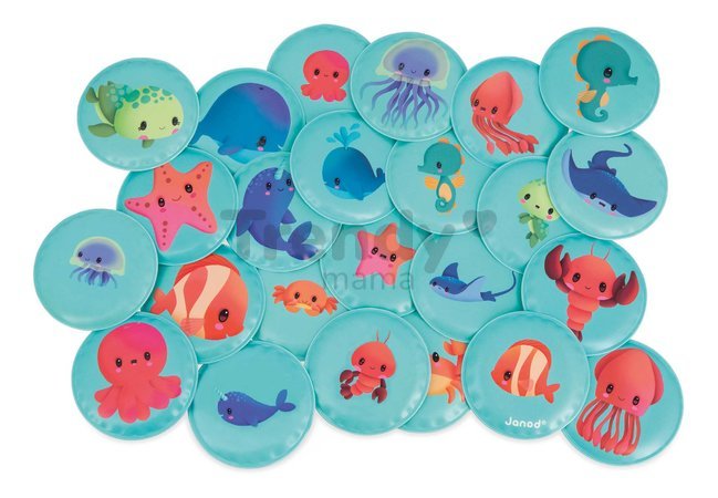 Pexeso do vody Morské zvieratká Memo Game Baby Animals Janod mäkké 24 dielov od 24 mes J04723