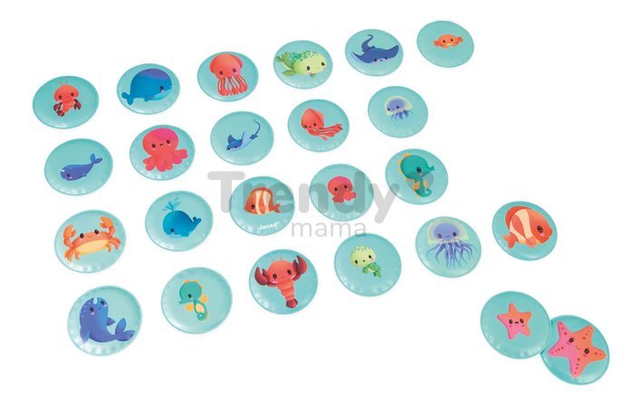 Pexeso do vody Morské zvieratká Memo Game Baby Animals Janod mäkké 24 dielov od 24 mes J04723