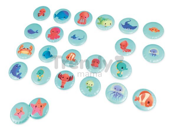 Pexeso do vody Morské zvieratká Memo Game Baby Animals Janod mäkké 24 dielov od 24 mes J04723