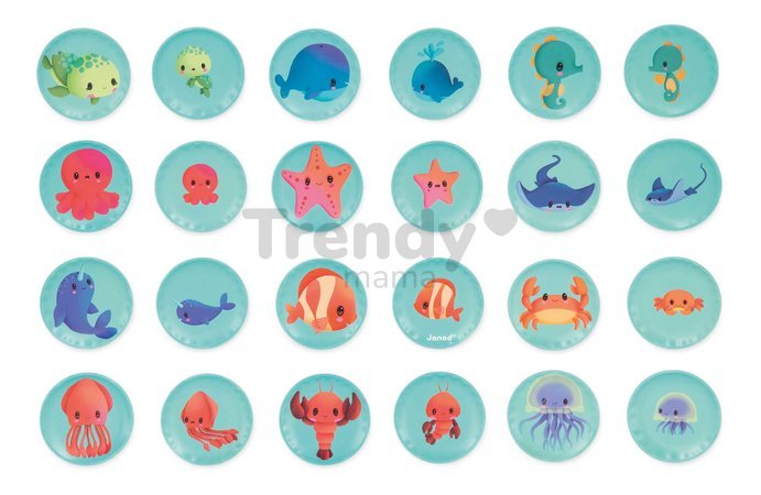Pexeso do vody Morské zvieratká Memo Game Baby Animals Janod mäkké 24 dielov od 24 mes J04723